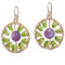 Round Amethyst and Green Drop Earrings,