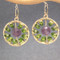 Round Amethyst and Green Drop Earrings,