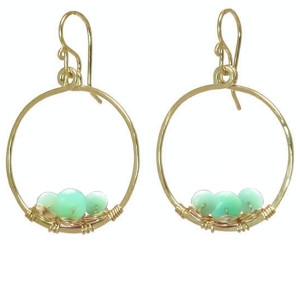 Green stone hoop earrings deals