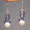 Blue Crystal Drop Earrings with Pearls