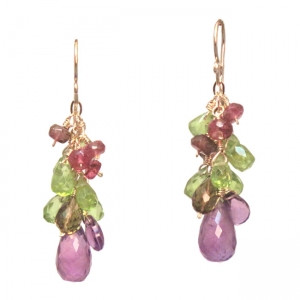 Jewel Toned Earrings with Mixed Gems