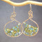 Gold Dangle Earrings with Aqua Gems