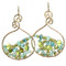 Gold Dangle Earrings with Aqua Gems