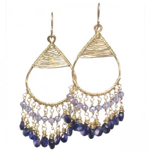 Sapphire Chandelier Earrings with Violet Iolite