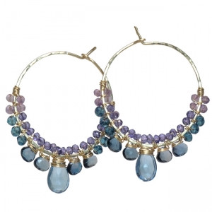 Dark Purple Gemstone Earrings with Amethyst