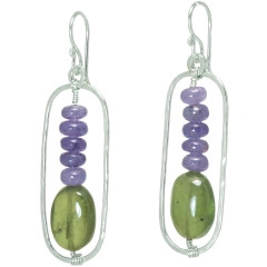 Purple and Green Drop Earrings
