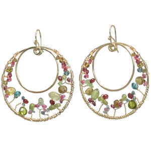 Multi Gemstone Chandelier Earrings, "Bohemian #120"