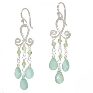 Sea Green Earrings, Drop Style