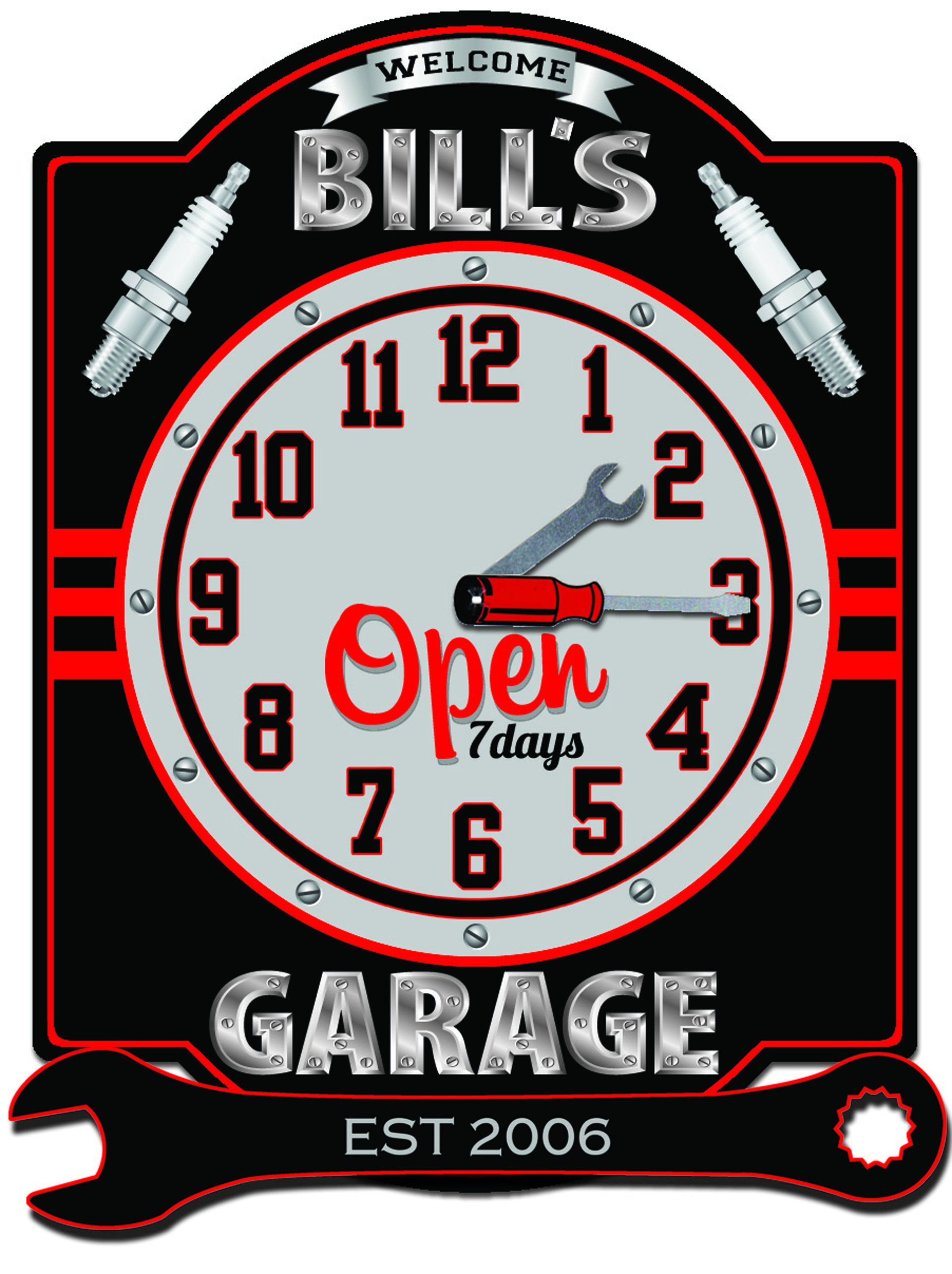 Personalized Garage Wall Clock From Redeye Laserworks