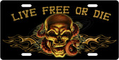 Live Free Skull License Plate Tag
