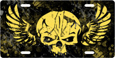 Yellow Skull License Plate Tag
