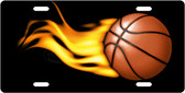 Flaming Basketball License Plate Tag