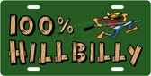 100% Hillbilly License Plate Tag