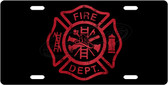 Red Firefighter Symbol License Plate Tag