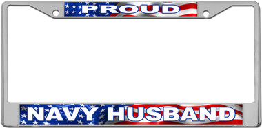 Proud Navy Husband License Plate Frame