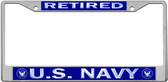 Retired US Navy Blue License Plate Frame