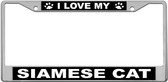 I Love My Siamese Cat Custom License Plate Frame