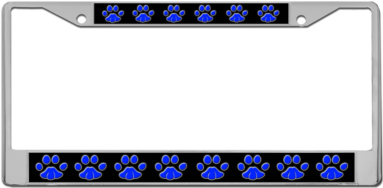 Cat Paws Blue Custom License Plate Frame