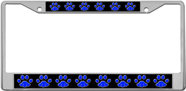 Blue Cat Paws License Plate Frame
