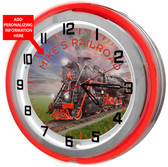Large locomotive red double neon clock