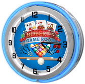 Large Game Room Neon Blue Clock