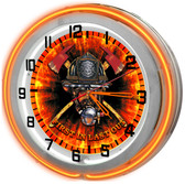 Orange FIrefighter Helmet Neon Clock