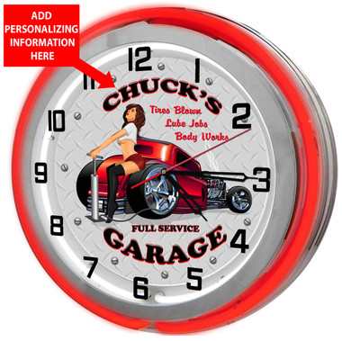 Red Neon Garage Clock