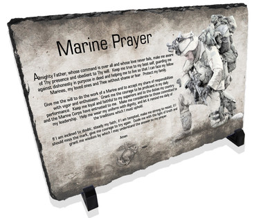 Marine Prayer Kneeling Soldier Stone Plaque