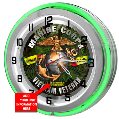 Vietnam Veteran Green Neon Clock