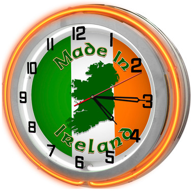 Ireland Flag Orange Neon Clock