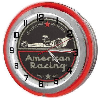 American Racing Red Neon Clock