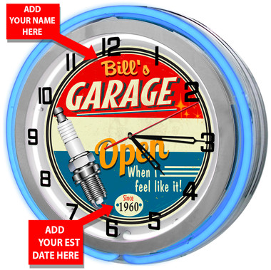 Customized Neon Garage Clock