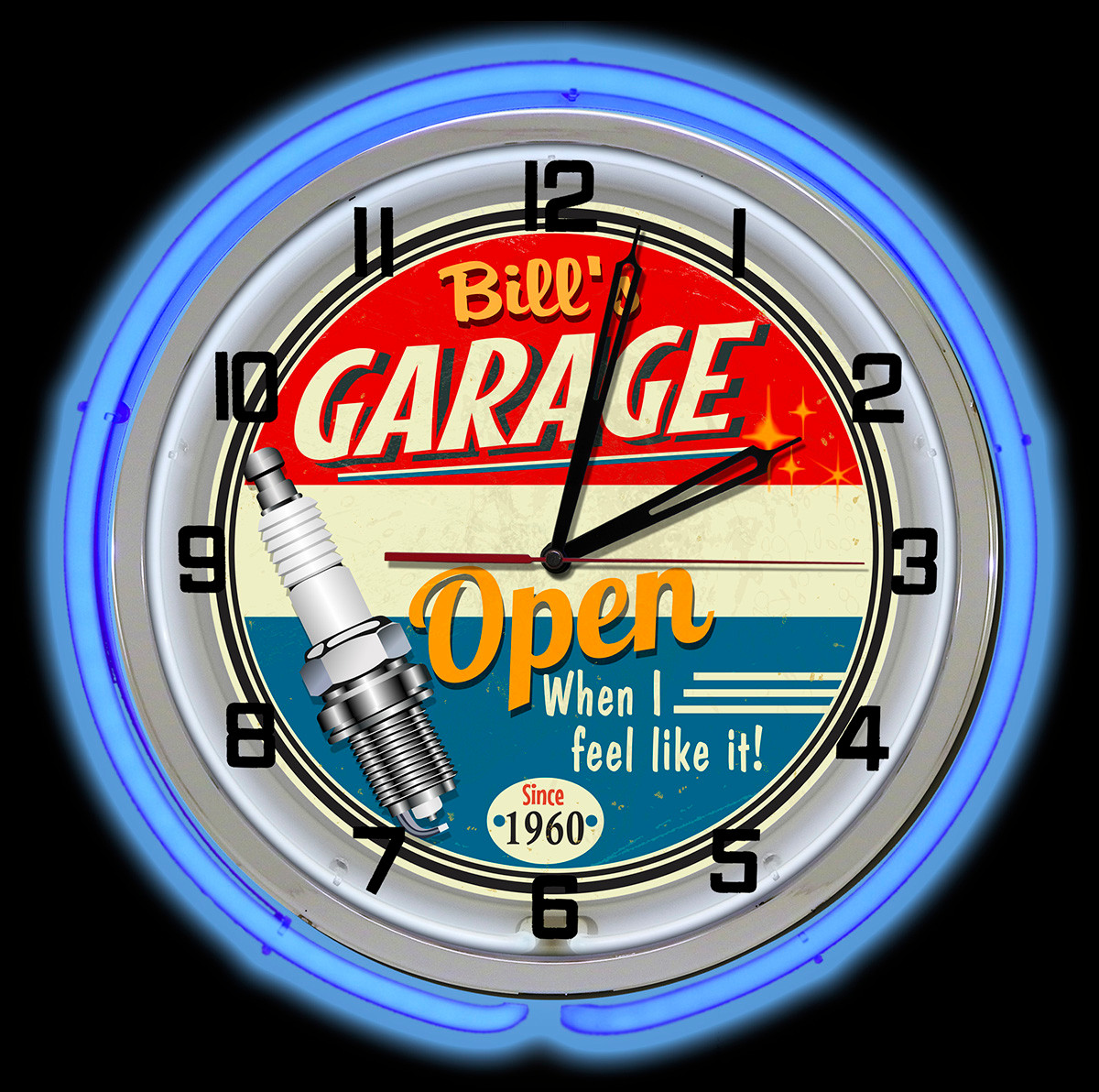 Customized Vintage Neon Garage Clock