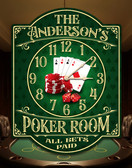 Poker Room Green Personalized Clock