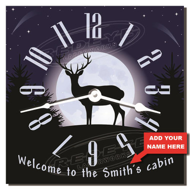 Personalized Deer Cabin Clock