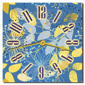 Floral Pattern Blue Decorative Kitchen Wall Clock
