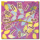 Floral Pattern Purple Decorative Kitchen Wall Clock