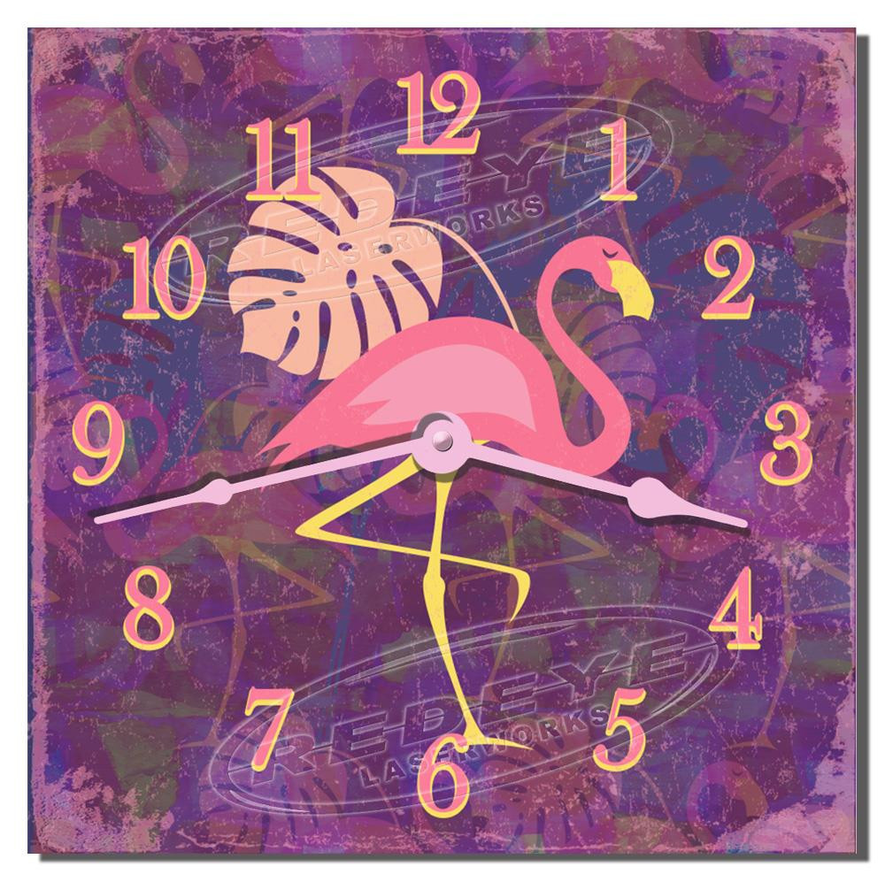 Pink Flamingo Wall Clock from Redeye Laserworks 