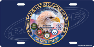 Honoring America's Warriors License Plate Tag