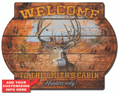Personalized Deer Cabin Wall Sign