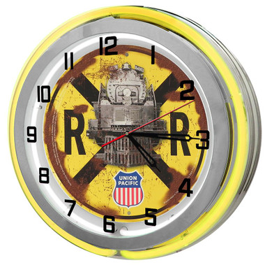Union Pacific Railroad 18" Yellow Double Neon Clock
