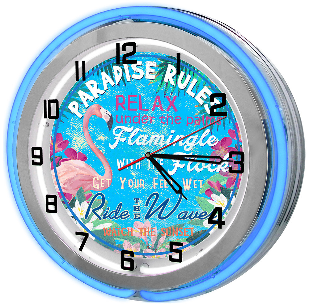 Paradise Rules Neon SIgn Clock