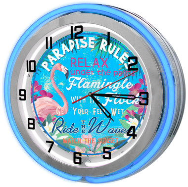Paradise Rules Neon SIgn Clock
