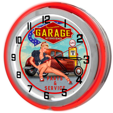 Last Chance Garage Neon Clock Sign