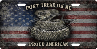 Don't Tread On Me American Flag License Plate Tag