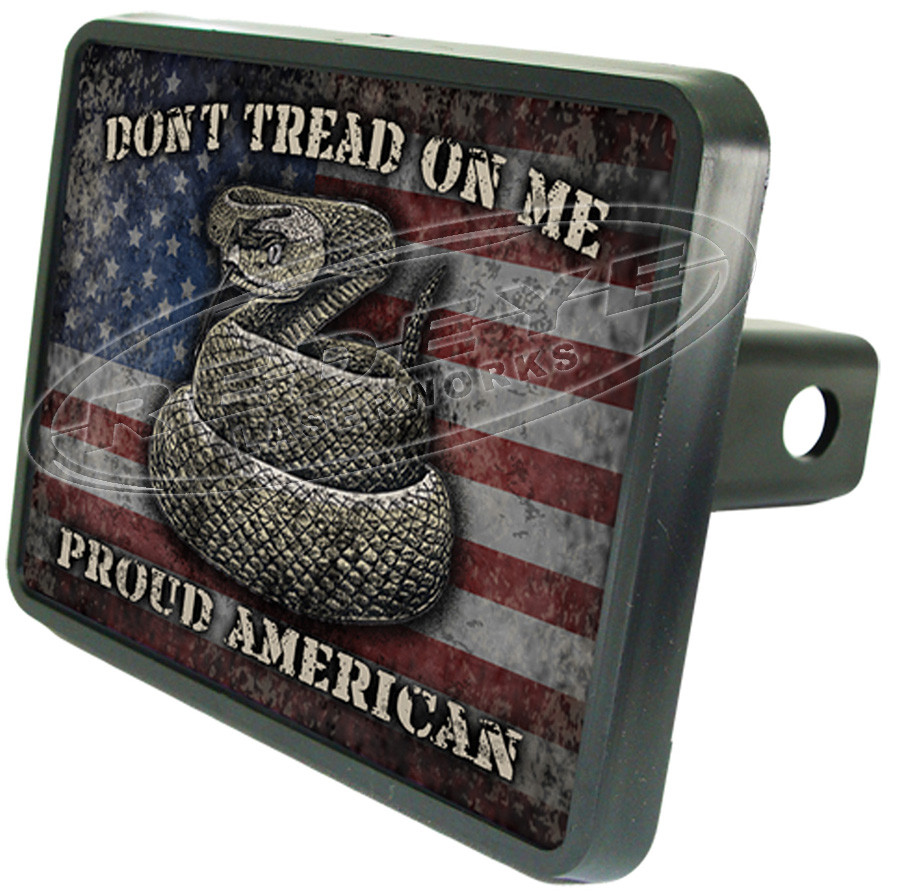 Black Dont Tread On Me Truck Receiver Hitch Plug Insert CafePress Trailer Hitch Cover 