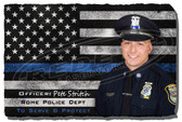 Personalized Police Officer and Flag Stone Plaque