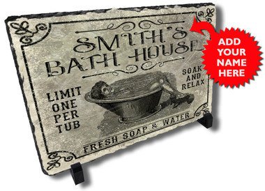 Personalized Bath House Stone Plaque
