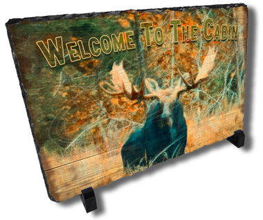 Moose Wilderness Decorative Cottage Welcome Stone Plaque