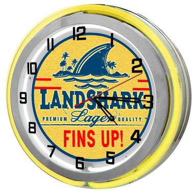 Landshark Lager 18" Yellow Double Neon Garage Clock